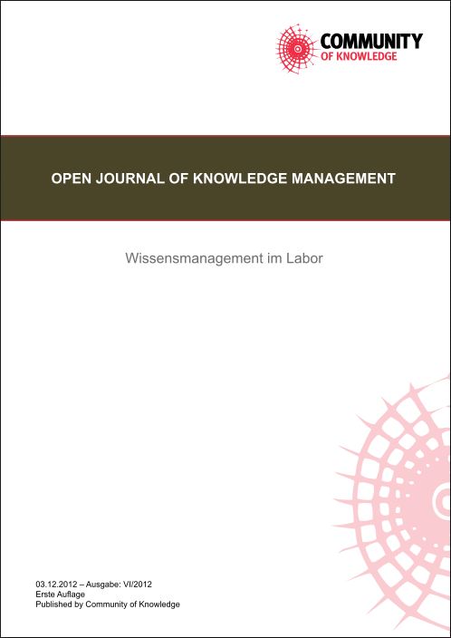 Open Journal of Knowledge Management VI/2012